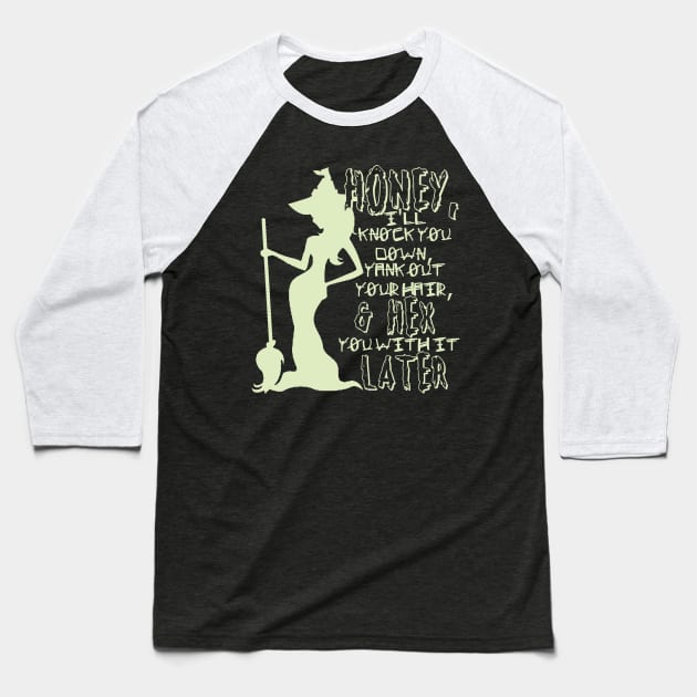 Not That Witch (Light) Baseball T-Shirt by Booze + Spirits Podcast